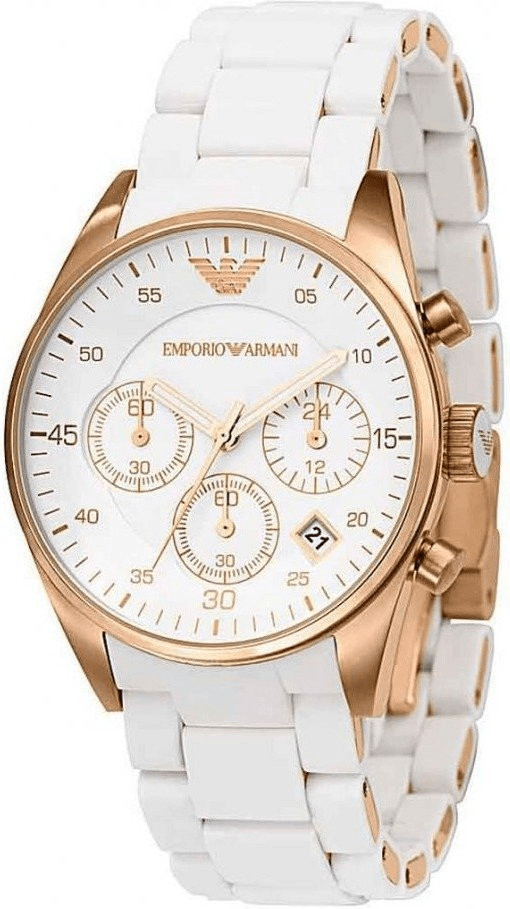 Armani white and rose gold watch on sale