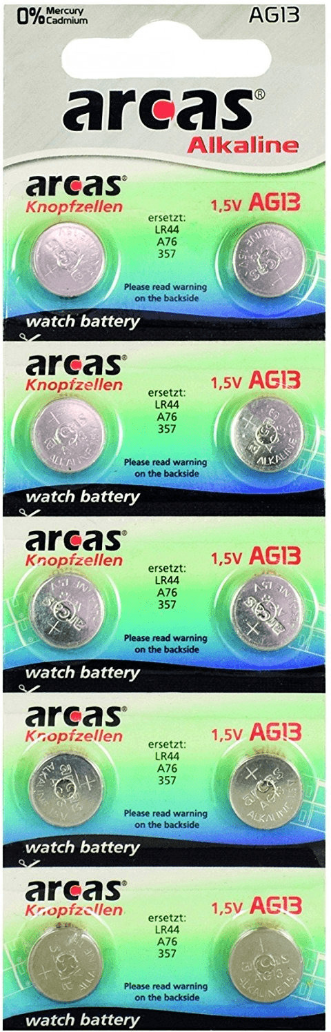 Arcas AG13/LR44 Alkaline Knopfzellen 1,5 V