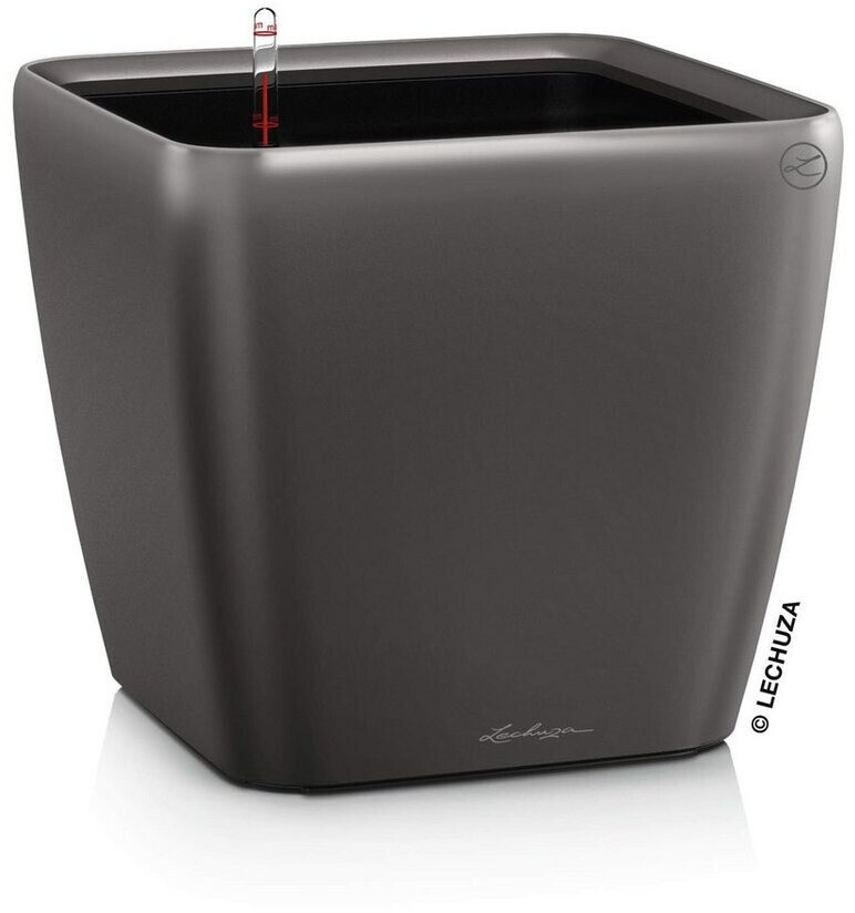 Vaso LECHUZA QUADRO Premium LS 43 Taupe Lucido - Con Sistema Di Irrigazione Automatica E Indicatore Livello - Made In Germany