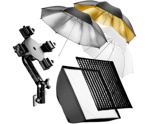 Walimex 4f. Blitzhalter inkl. Softbox und Schirmset