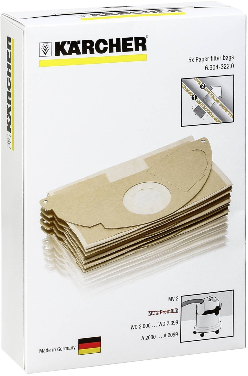 Filtre papier pour aspirateur Karcher 2 couches 6.904-333.0