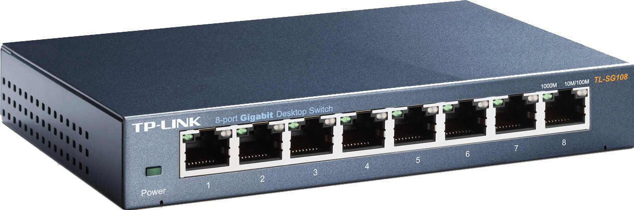 TP-Link TL-SG108 Switch Ethernet 8 ports Gigabit Hub RJ45 metallique  10/100/1000 Mbps, IGMP Snooping, switch RJ45 idéal pour étendre le réseau  câblé