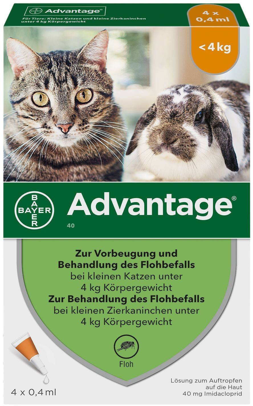 Bayer Santé Familiale Advantage 40 pour chat et lapin jusqu'à 4 kg 4 pipettes