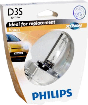 Philips Xenon Vision D3S, Ampoule Xénon Pour Éclairage Automobile, Solution  Parfaite Pour Le Remplacement D'Une Lampe À La Fois, Lot De 1 : :  Auto et Moto