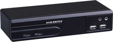 Roline Dual Head KVM Switch, 1 User - 2 PCs, DVI, Audio (14.01.3361)