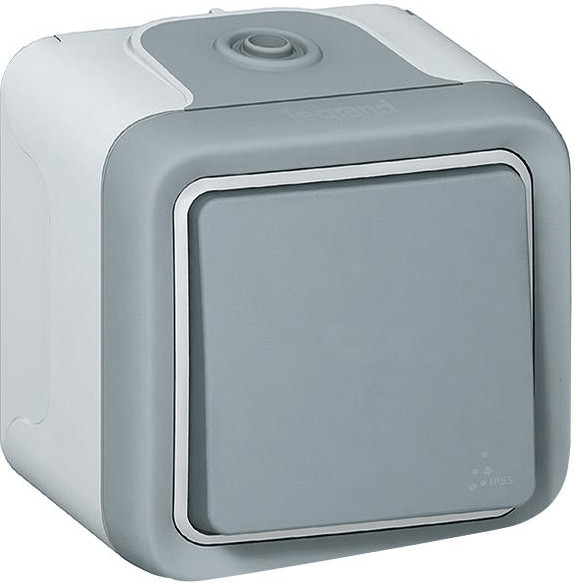 Legrand Poussoir NO Prog Plexo complet saillie gris (069720)