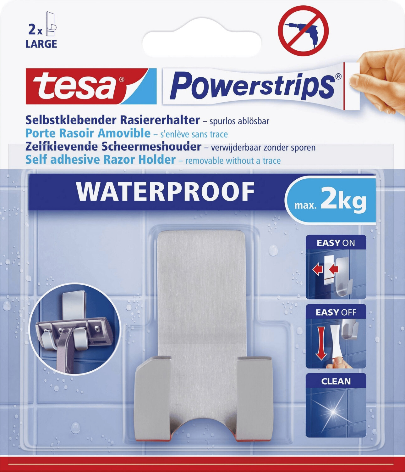 Tesa Powerstrips - Porte rasoir waterproof