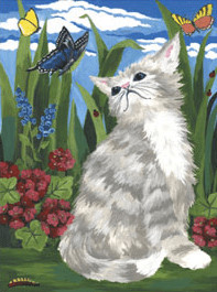 Royal & Langnickel Painting By Numbers Kit - Kitten Flowers And Butterfly