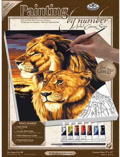 Royal & Langnickel Peinture d'après les chiffres Toile d'artiste Lion/Lionne Petit (PCS3)