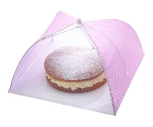 Kitchen Craft KCCOVPOLLRG Sweetly Does It 42cm Pink Polka Dot Umbrella Cake Cover