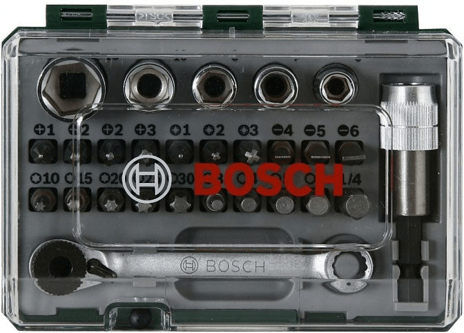 Bosch Accessories Bosch 2607017160 Coffret clé à cliquet 27 pièces,  Argenté, Taille unique