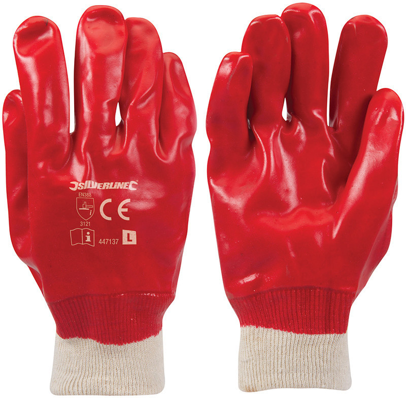 Silverline Tools Gants tricot PVC rouges (447137)