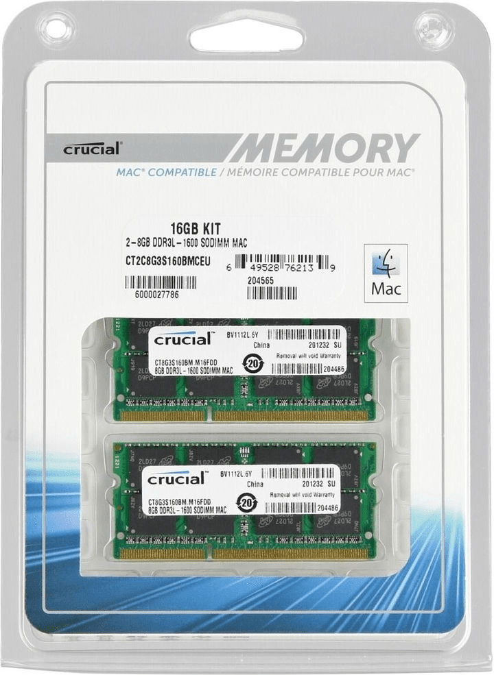 Crucial 16Go Kit SO-DIMM DDR3 PC3-12800 CL11 (CT2C8G3S160BMCEU)