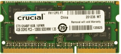 Crucial 4 Go SO DIMM DDR3 PC3 12800 CL11 CT51264BF160B au meilleur prix sur idealo