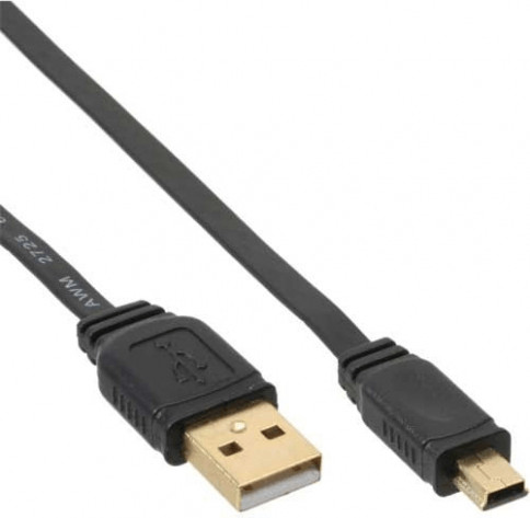 InLine Mini-USB 2.0 flat cable, USB A to Mini5P, black/gold, 5m (31850F)