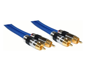 3m Inline Stereo Cinch Audio HIFI Kabel beidseitig 2x Stecker weiß vergoldet 
