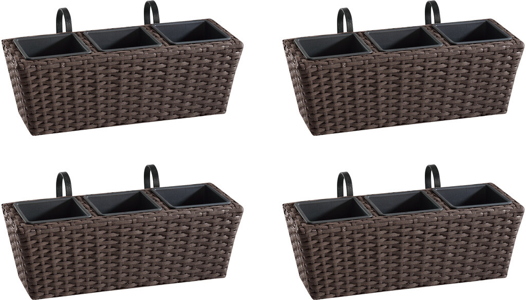 Gartenfreude Bac à fleurs avec crochet (47 cm) set de 4