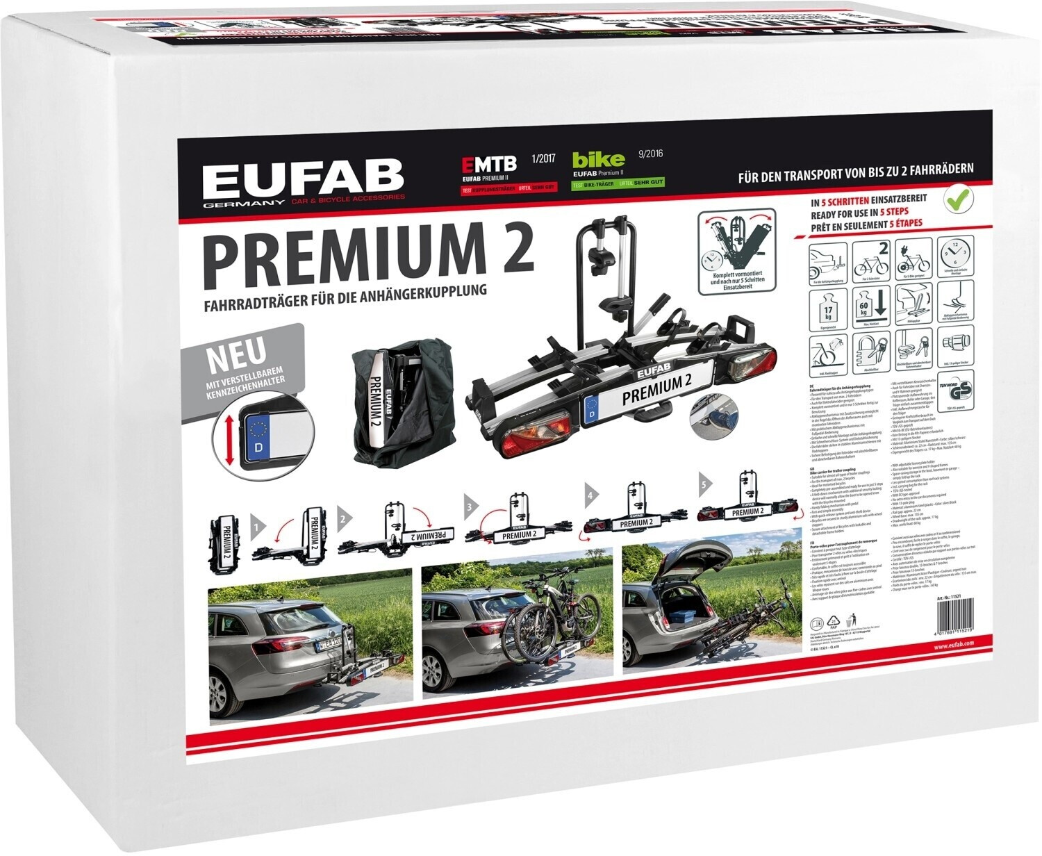 Antenne De Toit EUFAB En Aluminium Noir - Longueur 23 Cm | Pour Filetage M5, M6, M7
