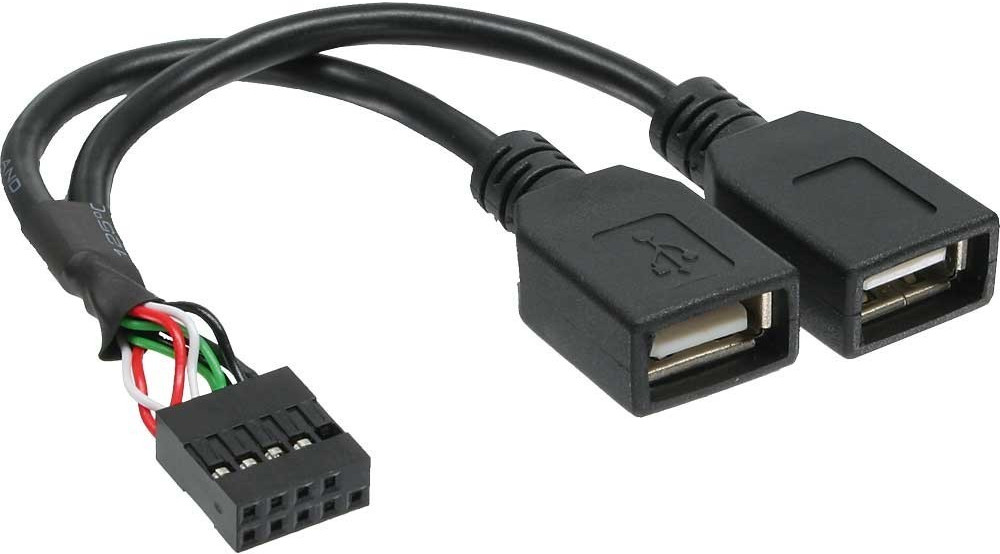 InLine USB 2.0 adaptor cable internal, 2x USB A female to mainboard (33440M)