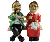 JS GartenDeko Figuren Dekorationsfigur Oma und Opa auf Bank H 28 cm Dekofiguren aus Kunstharz