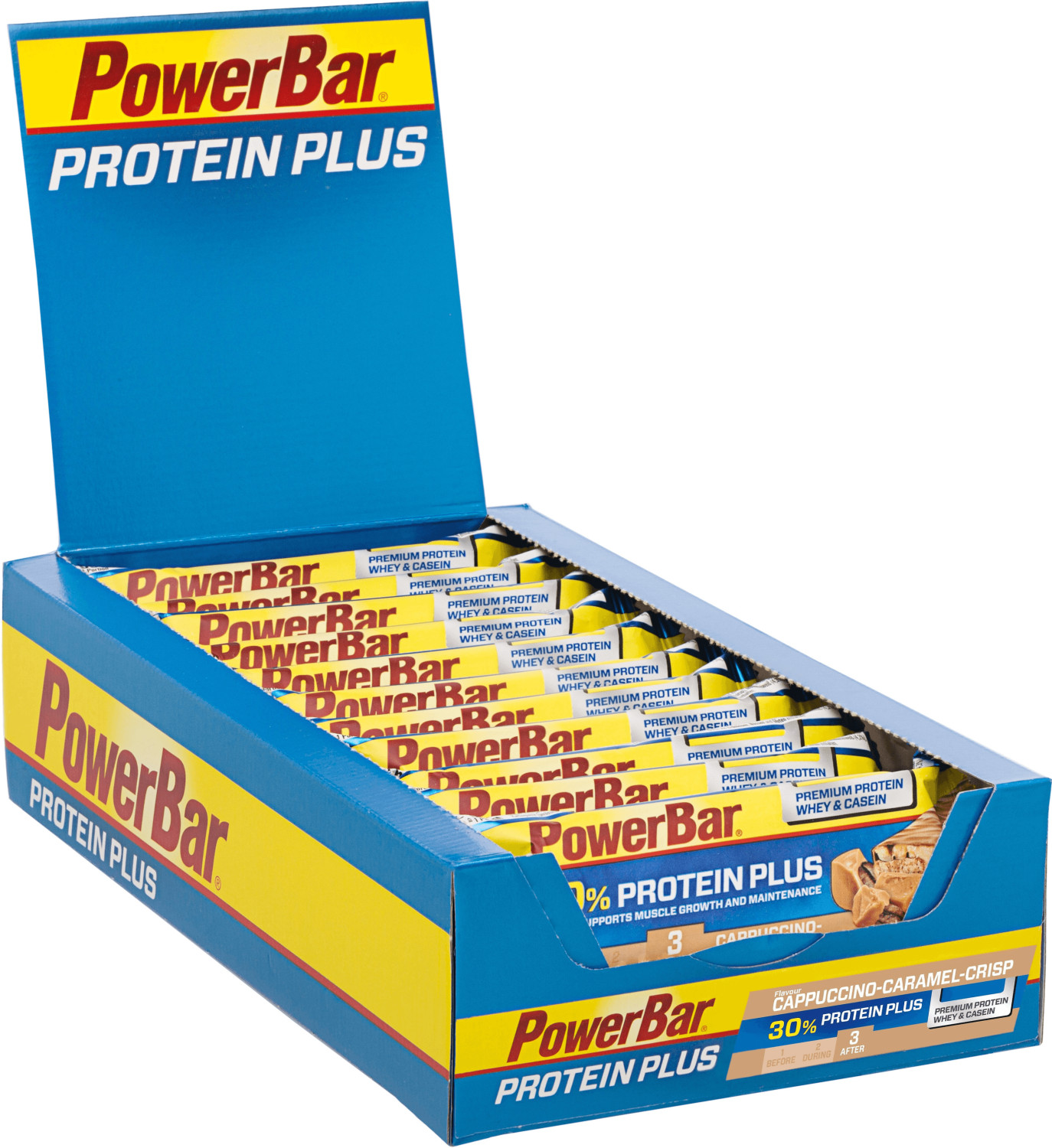PowerBar Protein Plus 30% Cappuccino-Caramel-Crisp (Boîte de 15 barres)
