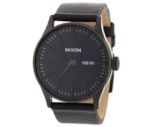 Nixon Sentry Solar Leather Watch - Men's Watches in Gunmetal