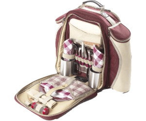 Greenfield Collection Picknick-Rucksack für vier Personen Maulbeerrot mit passender Picknickdecke 