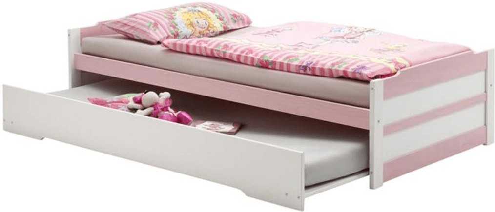 Idimex Lit gigogne Lorena blanc rose