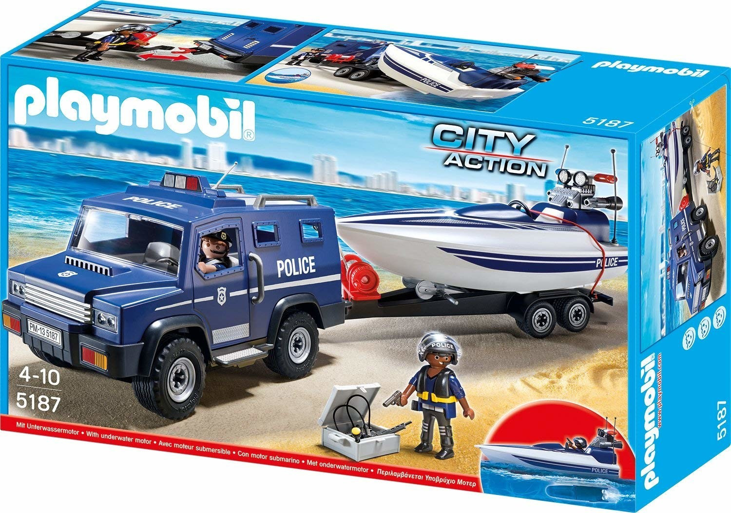Soldes Playmobil Fourgon et vedette de police (5187) 2024 au