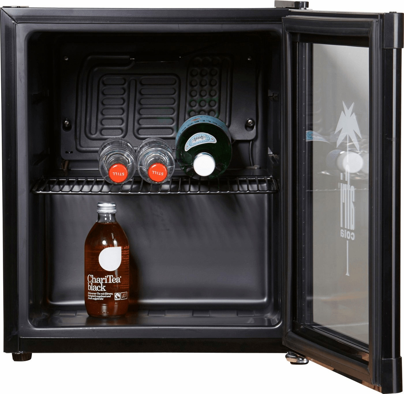 Mini-Kühlschrank 2in1 Kühl- und Heizfunktion für Getränke/Dosen Coca Cola  Afri Cola Corona Becks - tragbar in Schwarz