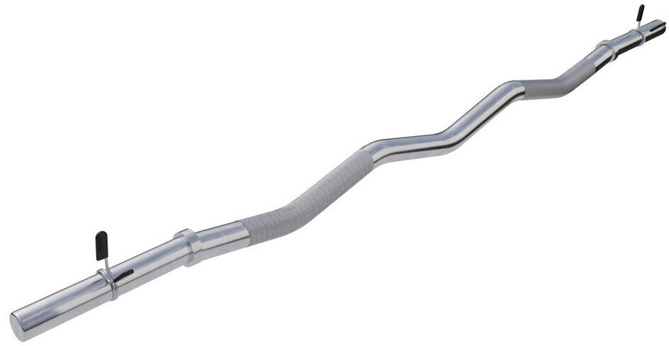 Gorilla Sports Barre Curl avec fermoirs 120 cm argenté