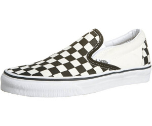 checkerboard slip on vans black and white