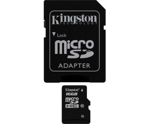 Kingston SDC10/16GB Carte micro SDHC/SDXC Classe 10 UHS-I de 16Go vitesse minimum de 10MB/s avec adaptateur SD 