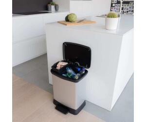 Produktbild von Curver Duo Pedalbin 21L – Tretabfalleimer Mit 2 Fächern, Grau, Rechteckig