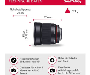 Samyang 16mm f2 ED AS UMC CS desde 199,00 € | Compara precios en