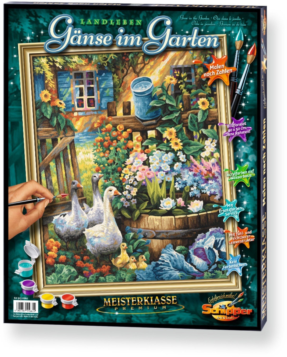 Malen Nach Zahlen Für Erwachsene – Entspannungsbild „Gänse & Lotus Im See“ 40x50 Cm | Inkl. Pinsel & Farben