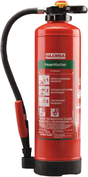 GLORIA Schaumfeuerlöscher SKA+ 6 PRO, fluorfrei, Brandklasse A+B, 6 Liter