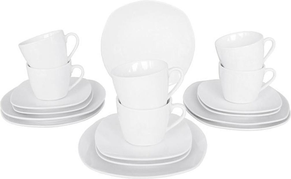 Via By R&B – Servizio Da Caffè Isabella In Porcellana Beige, 18 Pezzi (6 Tazze, 6 Piattini, 6 Piatti Colazione), Lavabile In Lavastoviglie