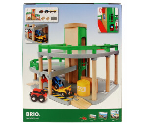 Holzspielzeug Holz Spielzeug Auto BRIO Parkhaus Straßen und Schienen 7-tlg 