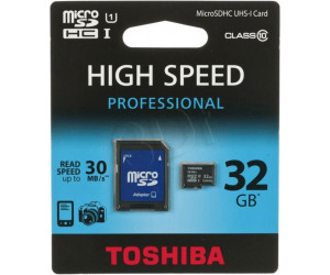 Toshiba MicroSDHC 32GB Class 10 + Adapter