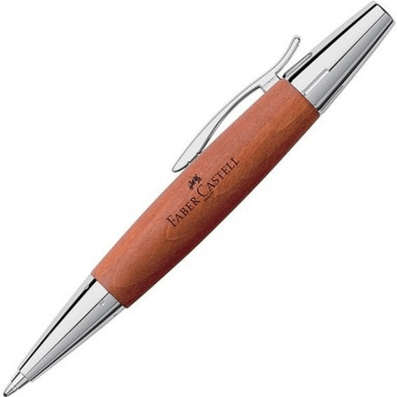Faber-Castell E-Motion Twist Ball Pen Wood/Chrome brown 148382