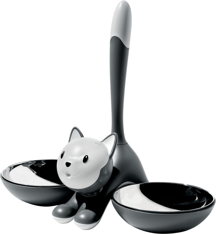 Alessi Gamelle pour chat Trigito grise
