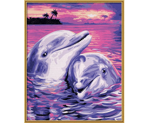 Malen nach Zahlen Delfine im Meer  Tiermotiv Komplettset  22cm x 29 cm 