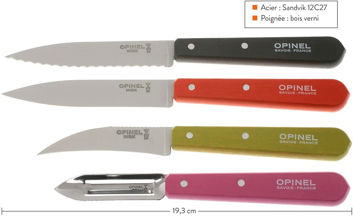 Opinel Coffret de 4 couteaux les Essentiels couleurs fifties
