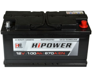 HR HiPower ASIA Autobatterie 12V 100Ah Japan Pluspol Rechts Starterbatterie  ersetzt 70Ah 80Ah 90Ah 95Ah : : Auto & Motorrad
