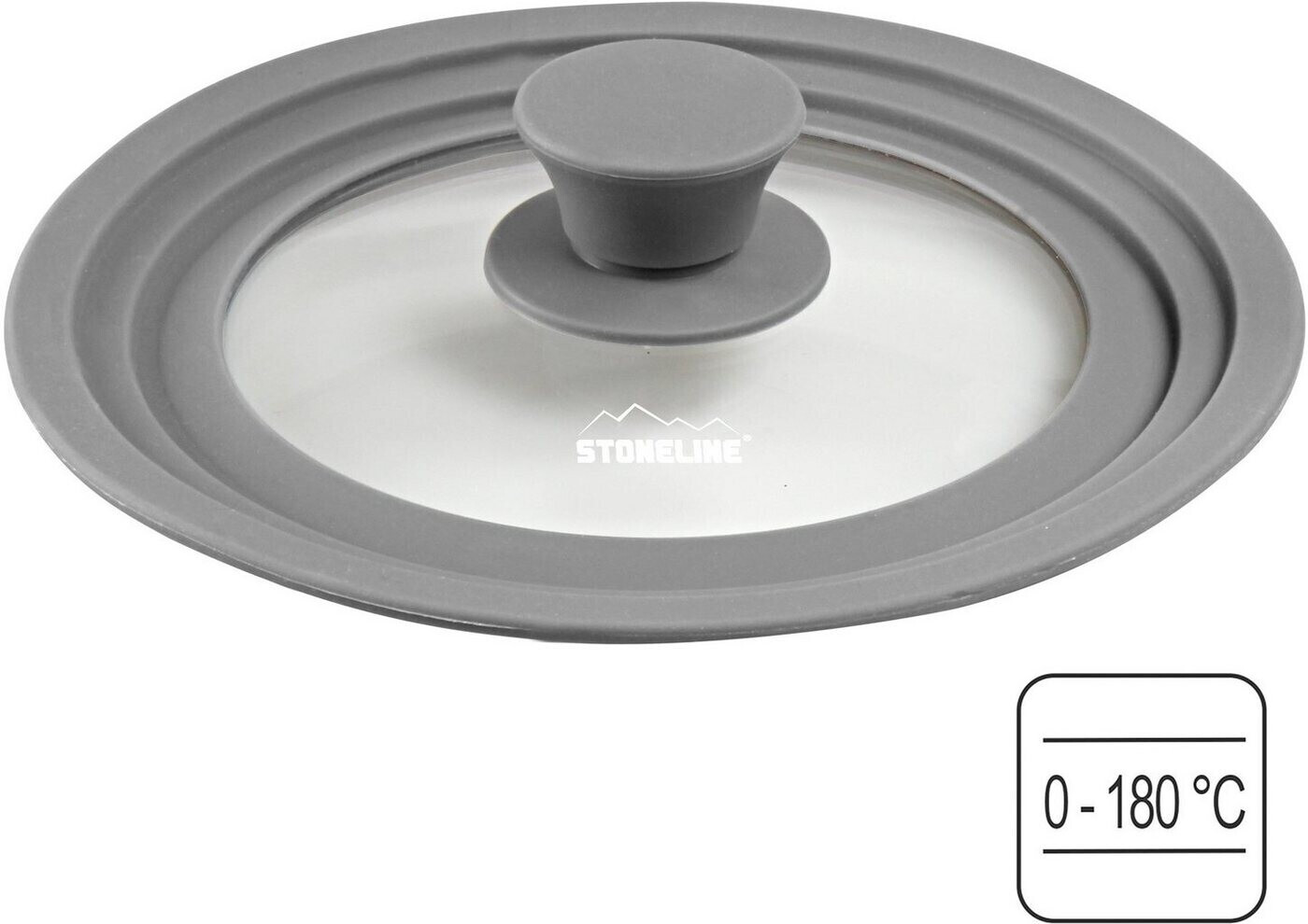 Stoneline Universal Glasdeckel mit Silikonrand, 7-in-1 für  16/18/20/22/24/26/28 cm, spülmaschinengeeignet