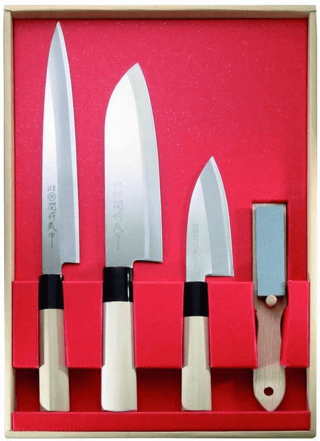 Herbertz Set de 3 cuchillos chef japoneses y piedra de afilar