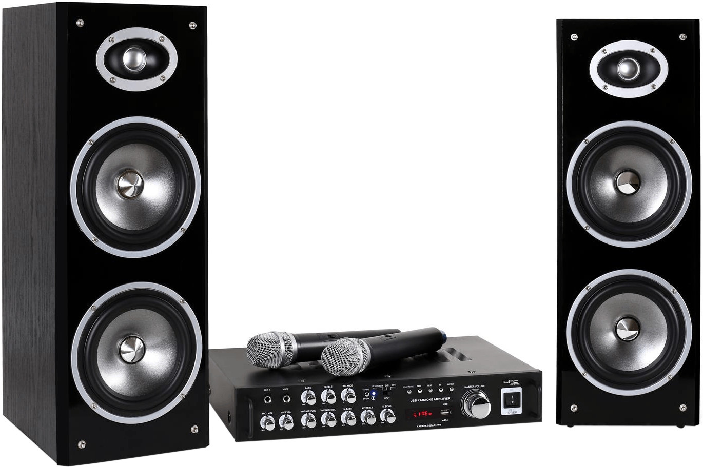 LTC Ensemble karaoké avec afficheur digital, Bluetooth & 2 micros HF