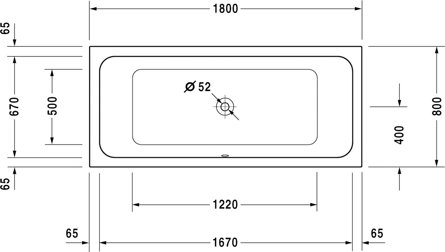Duravit D-Code baignoire rectangulaire (700101000000000)