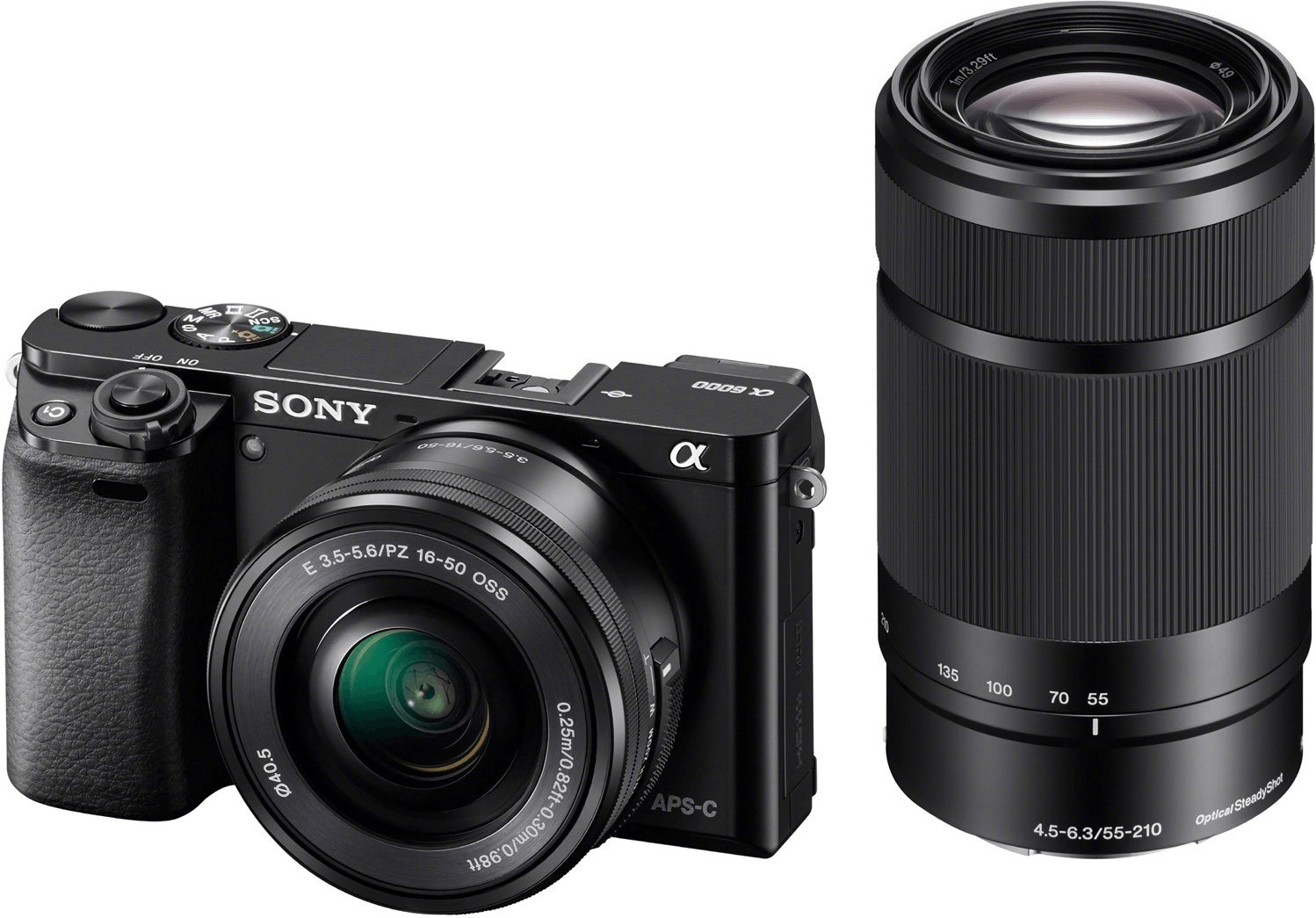 Sony Alpha 6000 24.3MP Systemkamera schwarz inkl. SEL-P1650 und SEL-55210